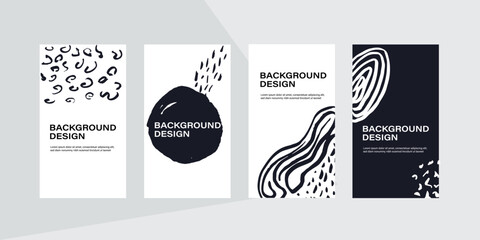 Social media story design templates.Social Media Post Template.Vector background for publishing stories on social networks.Easy design stories, banners, publications.Stylish black and white design