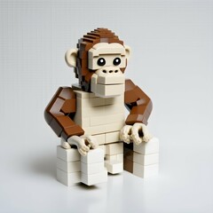 monkey made of Bricks bricks real Bricks ue5 center composition white background
