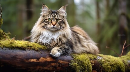 Naklejka na ściany i meble Forest Purrty Bash: Norwegian Forest Cats' Spectacular Soirée