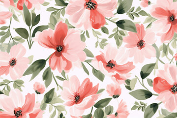leaf art spring pattern drawing wallpaper summer flower fabric textile. Generative AI.