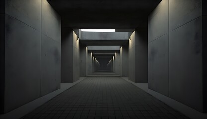 underground passage ominous dark clean detailed concrete walls 