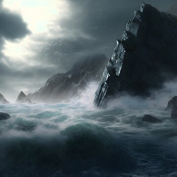 environmentstorm is coming deep sea cold ethereal mythical octance render unreal engine hyperrealistic 