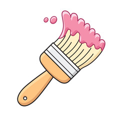Pink paintbrush isolated vector illustration