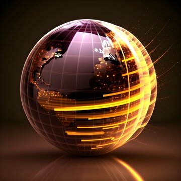 data moving at the speed of light 3d render of a globe internet 