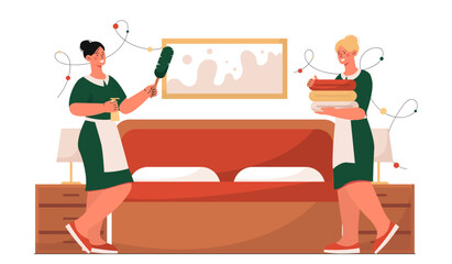 Team of chambermaid in room concept