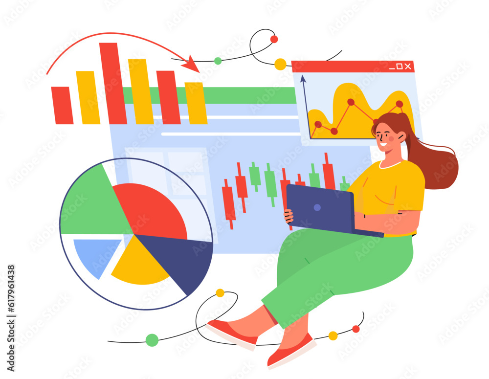 Poster female data analytics with graphs concept