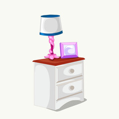 Bedside table nightstand with drawers and bedroom furniture.