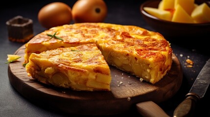 illustration, Spanish omelet made with potatoes, generative ai