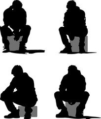 silhouette of man sitting sad, sorry, pensive