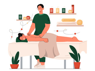 Man giving massage to woman concept