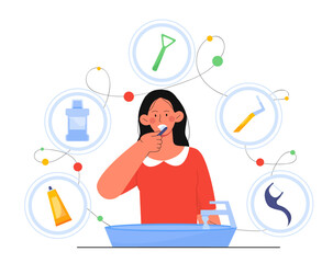 Woman with oral hygiene concept