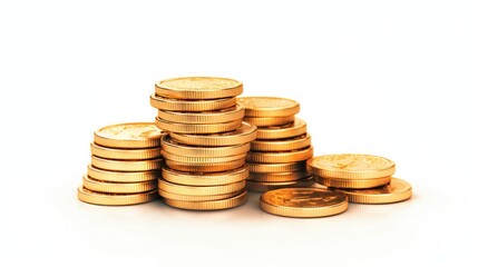 Gold coins isolated on white background.