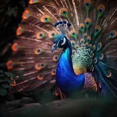 close up of peacock colorful , generative ai