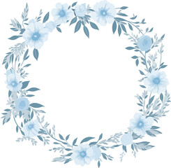 Fototapeta premium blue watercolor floral frame