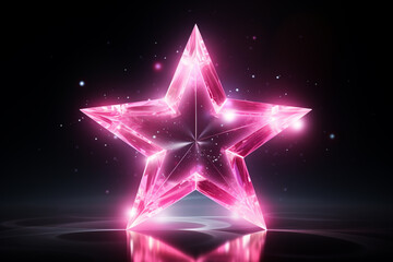 rosa pink Stern mit Lichteffekten auf dunklem Hintergrund. Querformat. Generative Ai.