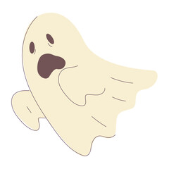 Isolated spooky cute ghost character Sketch icon Vector illustration