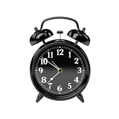 Fototapeta na wymiar Black alarm clock on a transparent background
