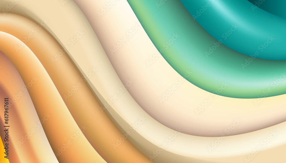Poster contrast colors 3d paper art colorful liquid and fluid abstract vector design layout for banner temp