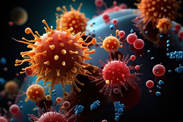 Fototapeta Nowe Zagrożenie: Futurystyczne Wyobrażenie Ukrytego Wirusa w Naszych Komórkach - Generative AI 2 obraz