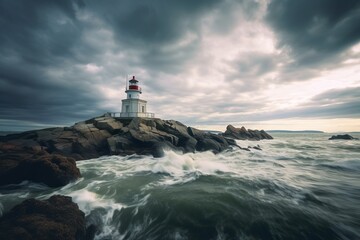 Beautiful seaside lighthouse natural scenery big picture made with Generative AI