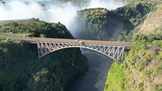 ria Falls Bridge spans a gorge over the Zambezi River