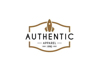 Authentic rocket apparel cloth logo design vector. 
