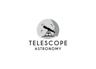 Telescope logo design. Telescope and moon logo design vector