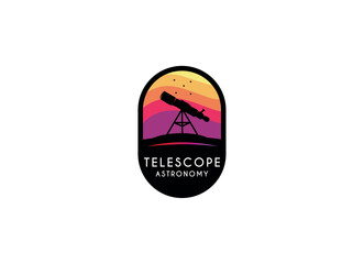 Telescope logo design. Telescope and moon logo design vector