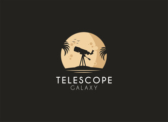 Telescope logo design. Telescope and moon logo design vector