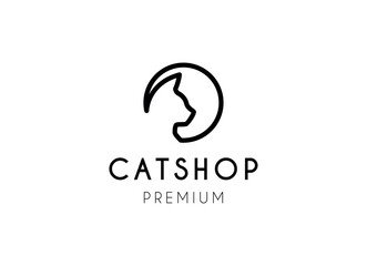 Pet shop logo, cat logo design template. Pet care logo