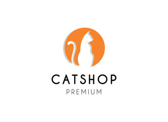Obraz premium Pet shop logo, cat logo design template. Pet care logo