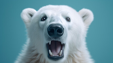 Generative Ai image of a baby polar bear face close up - 617971461