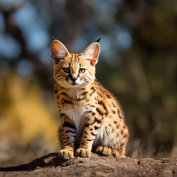 The serval cat (Leptailurus serval) is a medium-sized wild cat native to Africa.