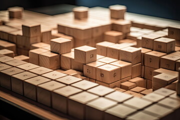 Obraz premium building wood blocks, plan and strategy