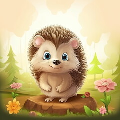 Cartoon character of cute hedgehog