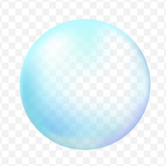 vector blue transparent glass sphere glass or ball, shiny bubble glossy