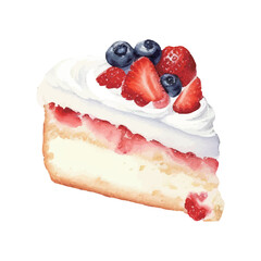 いちごのケーキの水彩イラスト　AI生成画像