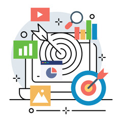 Fototapeta premium Target business illustration design. Business promotion design