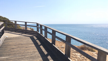 Wooden walkway to beautiful Carvoeiro beach