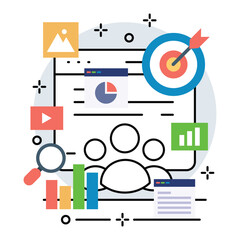 Illustration of visitor web design. Business promotion design