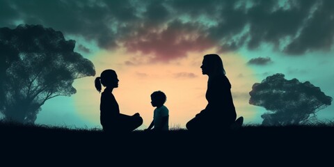 Mental health a parent silhouette blurred background, AI Generated - obrazy, fototapety, plakaty
