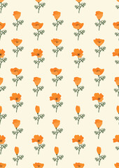 Seamless pattern with poppy flowers background.Eps 10 vector.