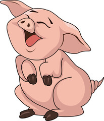 The pink pig character who is smiling at something