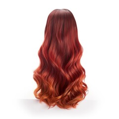 Naklejka premium Hair wig over the plastic mannequin head isolated over the white background, mockup featuring contemporary women hairstyles, Generative AI illustration