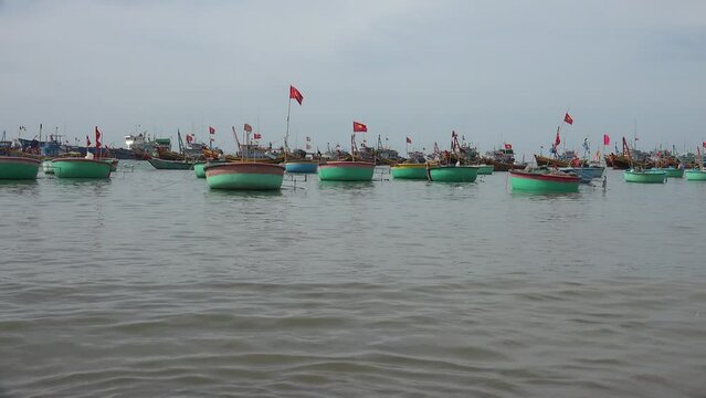 Vietnamese Fishing Village and many boats