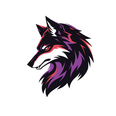 Wolf head vector art, isolated in white background, simple vector illustration. Design for, stickers, t shirts, game mascot sport logo. Character for sport and gaming logo concept. White background.