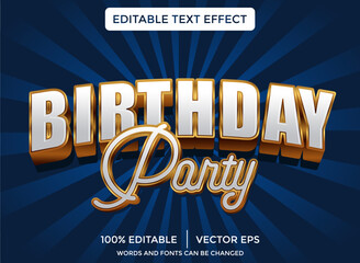 Golden happy birthday 3D editable text effect template