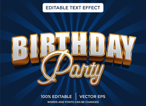 Golden Happy Birthday 3D Editable Text Effect Template