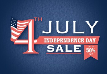 4th of July Independence Day Sale Banner Design. America National 4th of July Holiday Vector Illustration with Special Offer Typography.