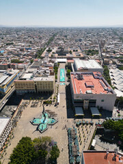 Vertical Shot: Plaza Tapatia with Quetzalcoatl Fountain and Jewelry Center 